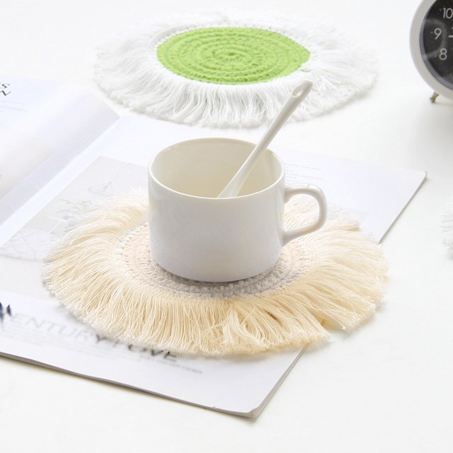 melotizhi 12cm Cotton Insulation Mat Meal Mat Woven Anti Scalding Table Mat Bowl Mat Nordic Simple Pot Mat Cotton Insulation Mat