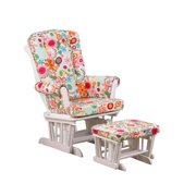 Cotton Tale Lizzie Colorful Floral Glider with Ottoman