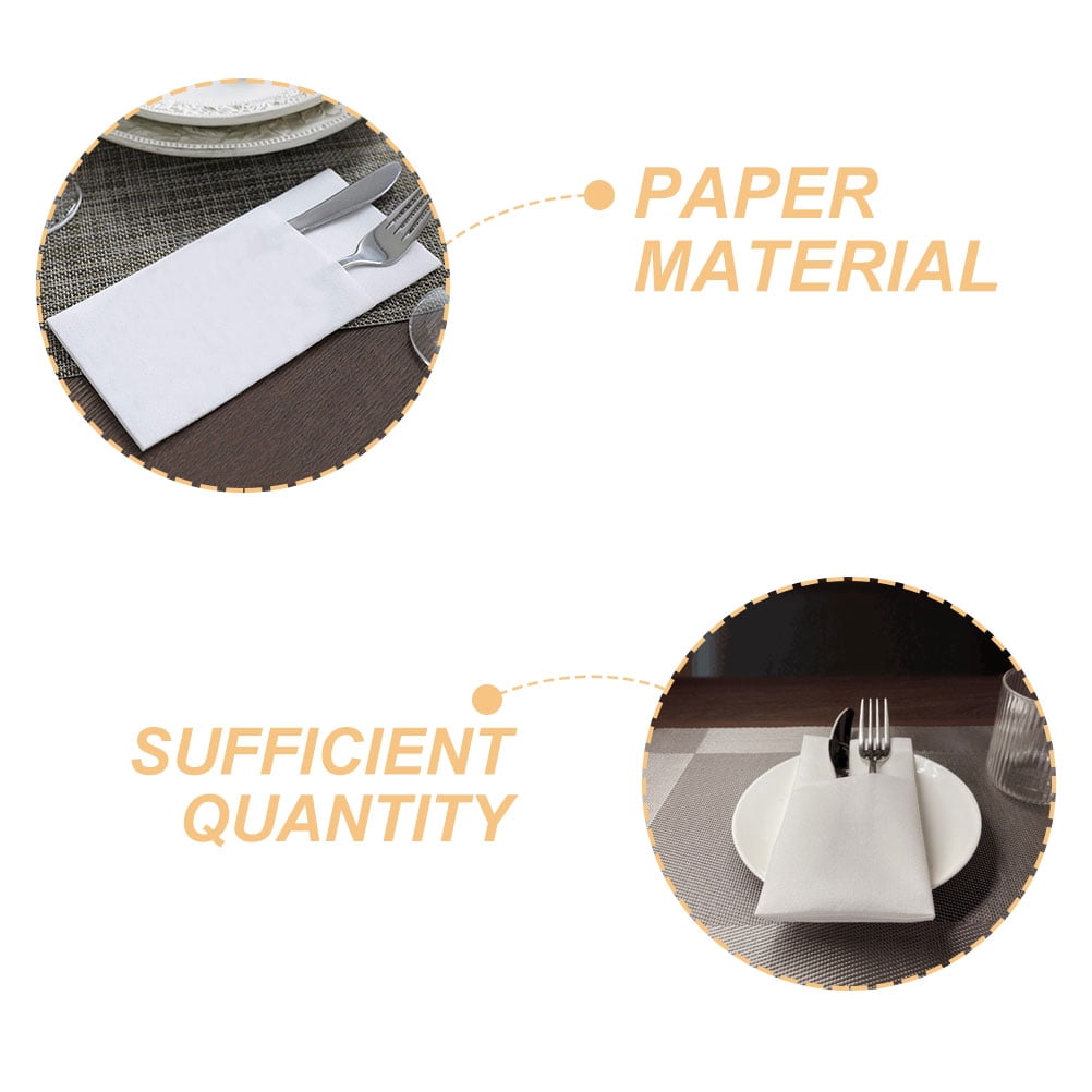 FRCOLOR Masteelf 100 pcs Disposable Napkins with Pocket for White Wedding Dinner Napkins Disposable Guest Towels for Silverware