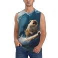 thumbnail image 2 of Goofa Surfing Guinea Pig Printed Men's Sleeveless T-Shirt - Athletic Gym Workout Tank Top for Men - Moisture-Wicking, UPF 30+ Quick-Dry Muscle Tee-X-Large, 2 of 8
