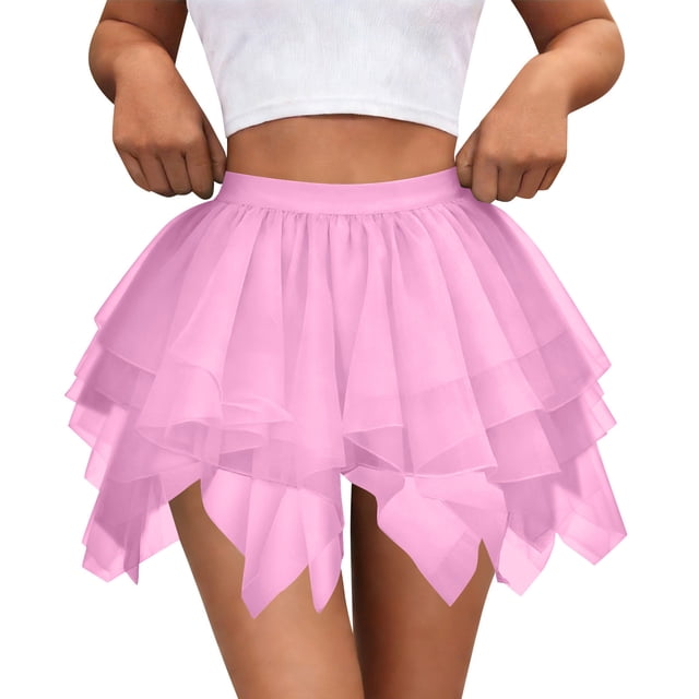 TaTaai Women Spring Summer Casual Mesh Layered Short Skirt Lightweight Breathable Soft Machine Washable No Fading Versatile Daily Office Street Casual Wear Above Knee Skirt Gift