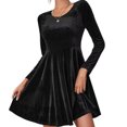 thumbnail image 3 of Stichou Women's Velvet Dress Long Sleeve Cocktail Christmas Party Fall Winter Dresses Flare Swing Mini Prom Dress for Wedding Guest Black M, 3 of 6