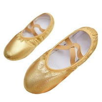 ZACPNCV Girls Ballet Shoes Toddler Highly Elastic Canvas Ballet Slippers Kids Ballerina Dance Shoes Yellow