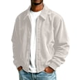 thumbnail image 2 of Men Lapel Collar Corduroy Button Jacket Long Sleeve Vintage Cargo Outer Coat with Pocket, 2 of 7