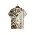 thumbnail image 2 of Men's Insect Print Short Sleeve Shirt - Bright dragonfly design, lightweight polyester, crew neck, casual style for spring and summer, plus size, 2 of 6