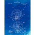 thumbnail image 2 of Borders, Cole 25x32 Gold Ornate Wood Framed with Double Matting Museum Art Print Titled - PP188- Faded Blueprint French Horn 1914 Patent Poster, 2 of 4