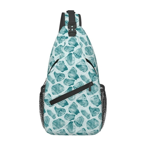 Lsque Teal turquoise shell Pattern Cross Chest Bag Diagonally – Premium Durable Front Chest Sling with Adjustable Padded Strap, High-Capacity Storage
