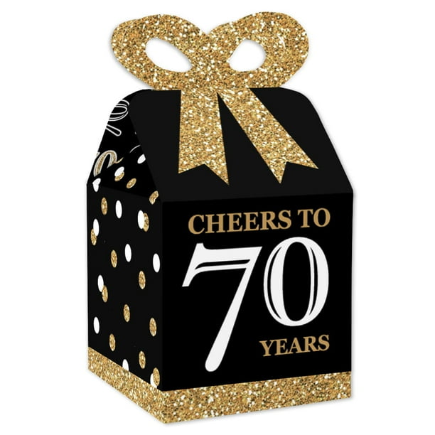 Adult 70th Birthday Gold Square Favor Gift Boxes Birthday Party