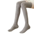 thumbnail image 5 of NUZYZ 1 Pair Women Winter Socks Tihick Plush Over Knee Socks Anti-slip Coral Fleece Solid Color Warm Thickened Stockings Warmth Socks for Various Occasions,Coffee, 5 of 8