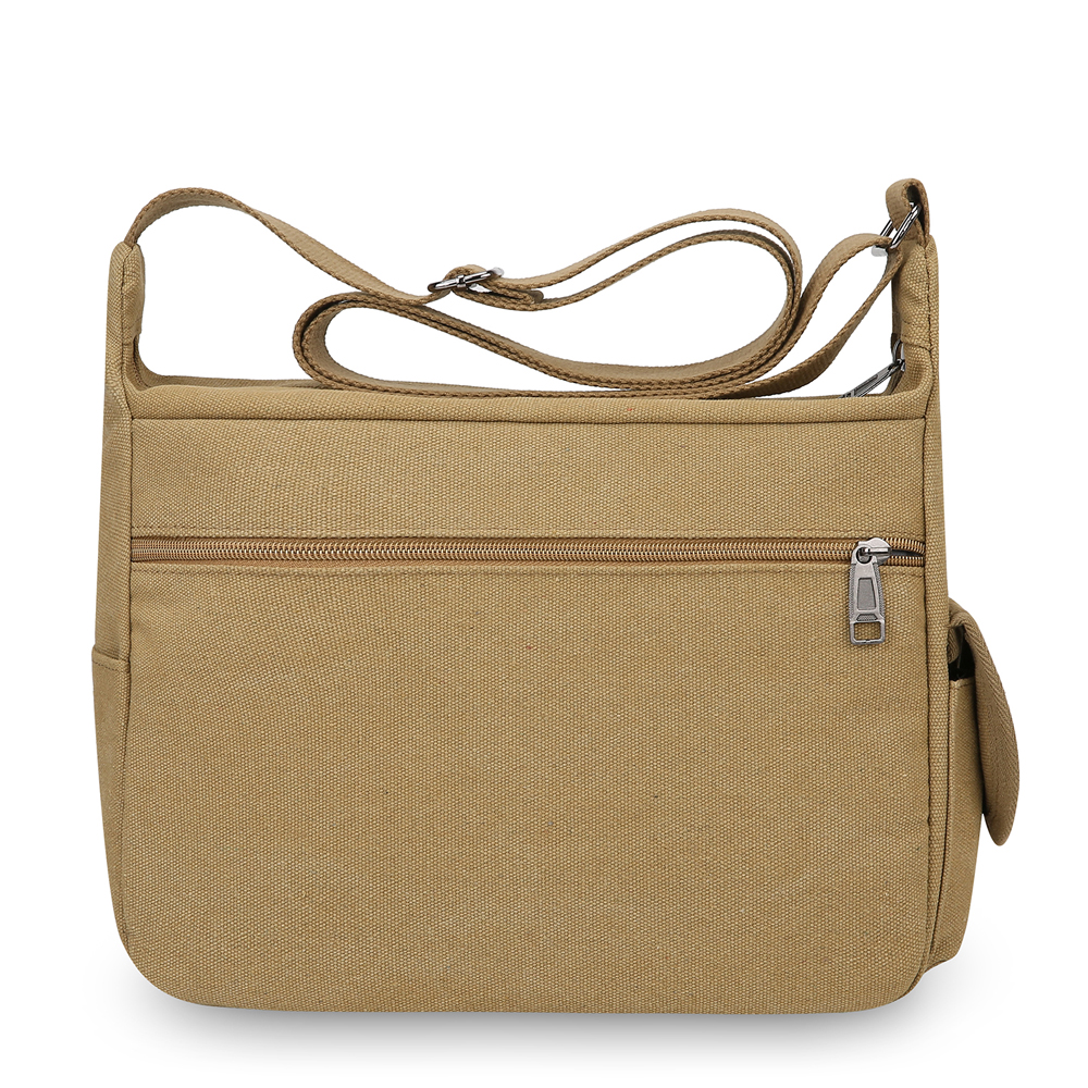 LEBULLBRO Canvas Messenger Bag for Mens Womens Multi-pockets 13 inch Laptop Shoulder Sling Bags School Crossbody Bags Travel Khaki