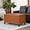 Vibrant Orange, variant on Joveco Storage Ottoman Bench, 33 Inches Faux Leather Rectangle Tufted Foot Stool for End Foot of Bed, Bedroom, Living Room, Ginger