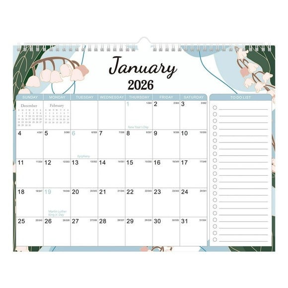 Calendario de pared de 18 meses 2026-2027 con gancho de encuadernación doble, arte en acuarela, papel grueso y fechas festivas para la planificación de casa, oficina o aula