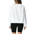 thumbnail image 3 of Sudadera recortada ATHLECHIC para mujeres, suéter de felpa de cuello redondo, suéter oversized de moda, tops de pullover de otoño, XL blanco, 3 of 5