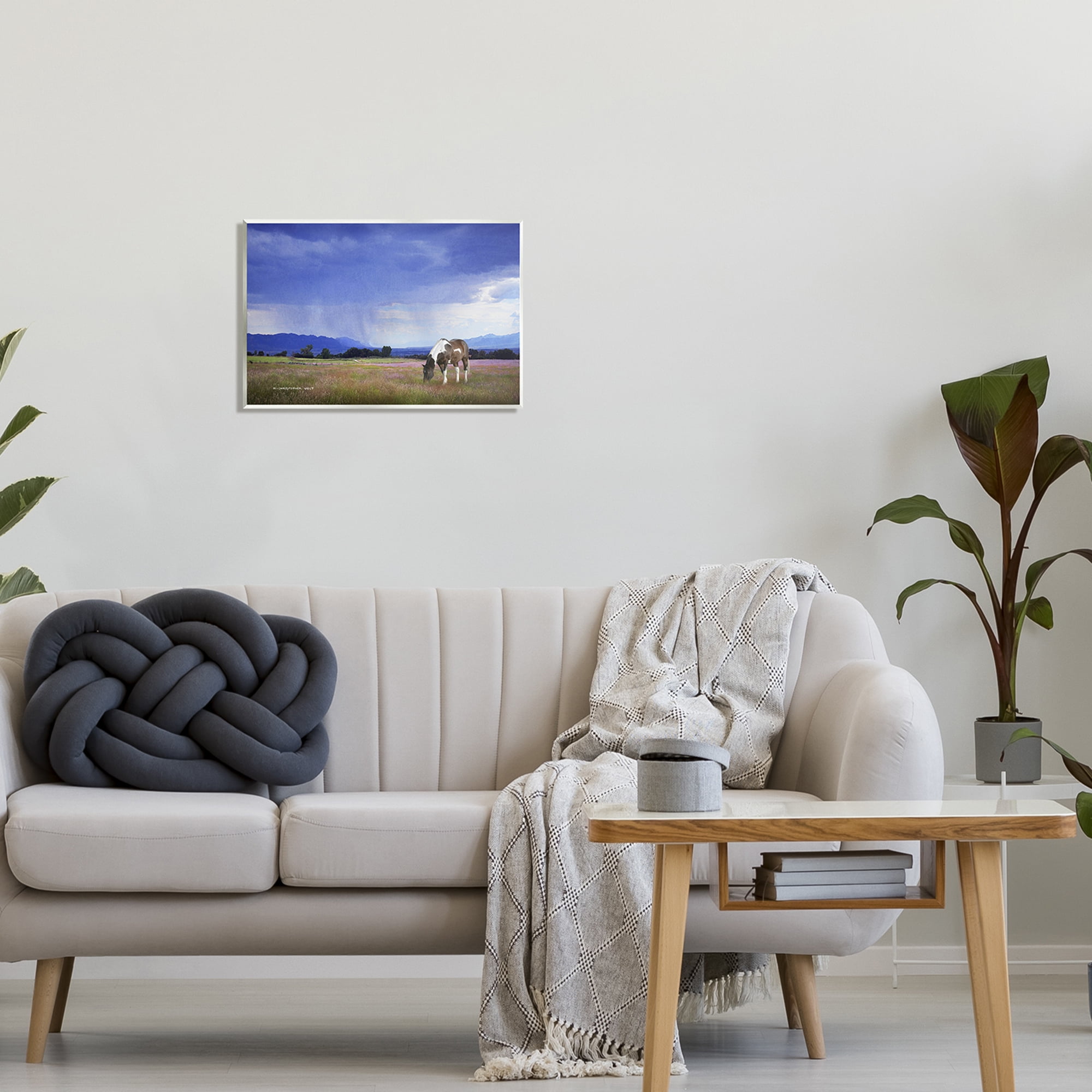 Stupell Spotted Horse Grazing Country Grassland Animals & Insects Photography Wall Plaque Unframed Art Print Wall Art