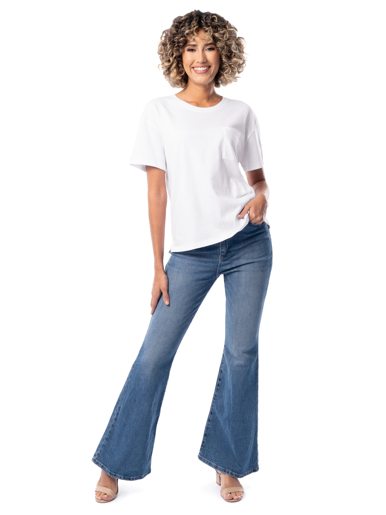 Time and Tru Women's Short Sleeve Boyfriend Pocket T-Shirt, XS-XXXL