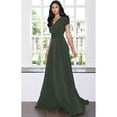 thumbnail image 2 of KOH KOH Long V-Neck Flowy Cap Short Sleeve V-Neck Bridesmaid Wedding Guest Party Formal Summer Sundress Tall Gown Maxi Dress Dresses For Women Olive Green X-Small US 2-4 NT074, 2 of 7