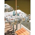 thumbnail image 2 of Outdoor Table Cloth with Umbrella Hole and Zipper, Pastoral Botanical Waterproof Square Tablecloth 54"x54", Farmhouse Floral Watercolor Washable Table Cover for Outside Party Patio Picnic, 2 of 8