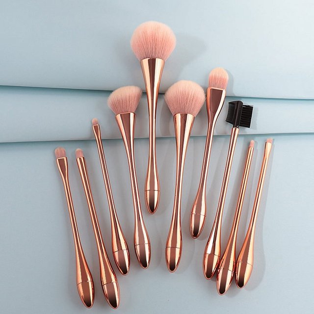 Juego de brochas de maquillaje de cintura pequeña, juego completo de brochas de maquillaje con herramientas de belleza, juego de 10 brochas de maquillaje, fácil de usar, compacto y apto