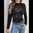 thumbnail image 4 of Blusas de de Larga para Mujer, Cuello Alto, Transparentes, para Salir, Ropa de Club Negro XXL, 4 of 9