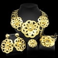 thumbnail image 5 of 4 Pcs 24K Sparkling Engagement Wedding Jewelry Sets for Women Necklace Bracelet Earrings Ring Bridal Jewelry Sets for Women Party Prom Costume Accessories, 5 of 6