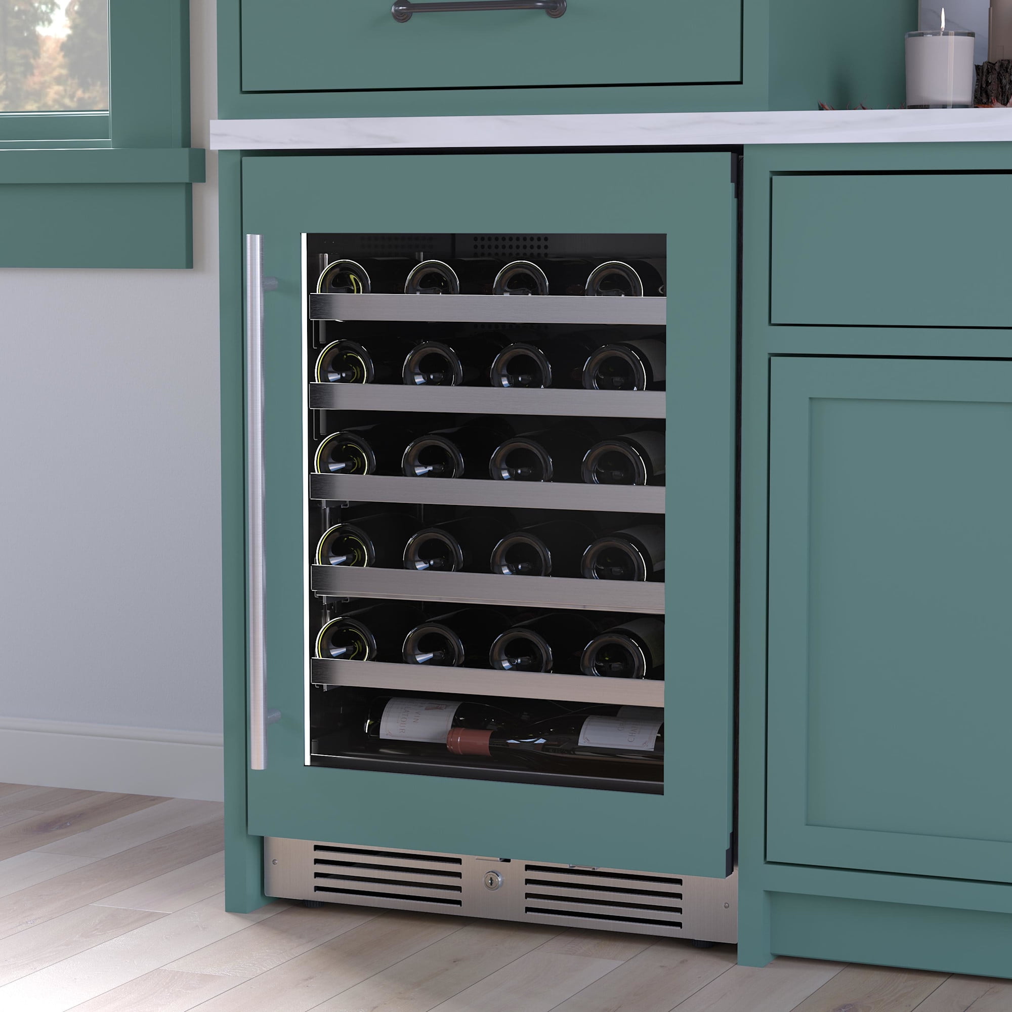Landmark L3024ui1w-Lh 24" Wide 44 Bottle Capacity Single Zone Wine Cooler - Stainless