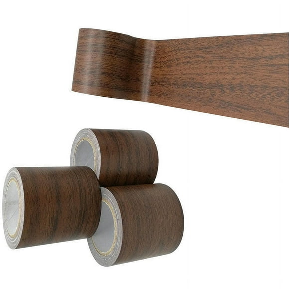 1 Pcs Roll Realistic Wood Grain Repair Duct Tape Furniture Renovation Baseboard Line (W: 8CM*L: 4.57M) dark brown