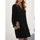 thumbnail image 3 of Fall Dress, Long Sleeve Puff Sleeves Women's V Neck Dress Soft Skin Friendly  For Parties For Fall For Work ANGGREK Negro L, 3 of 6