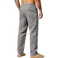 thumbnail image 4 of Men's Casual Linen Pants Elastic Waist Drawstring Lightweight Relaxed Fit Trousers Summer Beach Yoga Lounge Pants with Pockets Comfortable Daily Wear, 4 of 6