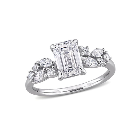 1.86 Carat (Ctw VS1-VS2, G-H) Lab-Grown Emerald-Cut Diamond Engagement Ring 14k White Gold for Women