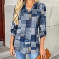 thumbnail image 5 of Uootdi Plaid Print Long Sleeve Shirts for Women V Neck Polka Dot T-Shirts Gift Casual Loose Fit Color Block Classic Fall Tunic, 5 of 6