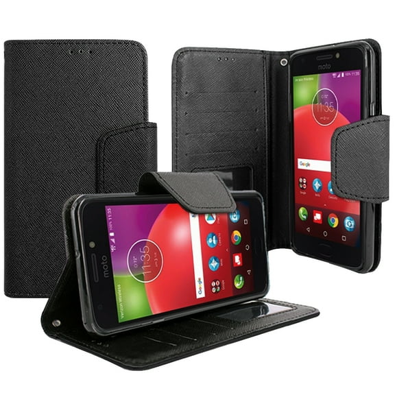 Motorola Moto E4 / XT1767 Magnetic flap Streak Leather Wallet Pouch Case Cover