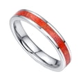 thumbnail image 2 of 4mm Steel Color Tungsten Carbide Ring for Unisex Red Grass Coral Inlay Size 7-12, 2 of 3