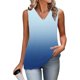 thumbnail image 5 of Mujeres sin mangas Tops de verano gradiente color fuera de posición impresión V-cuello blusa casual Mujeres V-cuello de verano Tops, 5 of 7