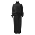 thumbnail image 3 of Women's 2 Piece Sweater Skirt Set - Neck Long Sleeve Knit Maxi Sweatsuit Outfits, 3 of 4