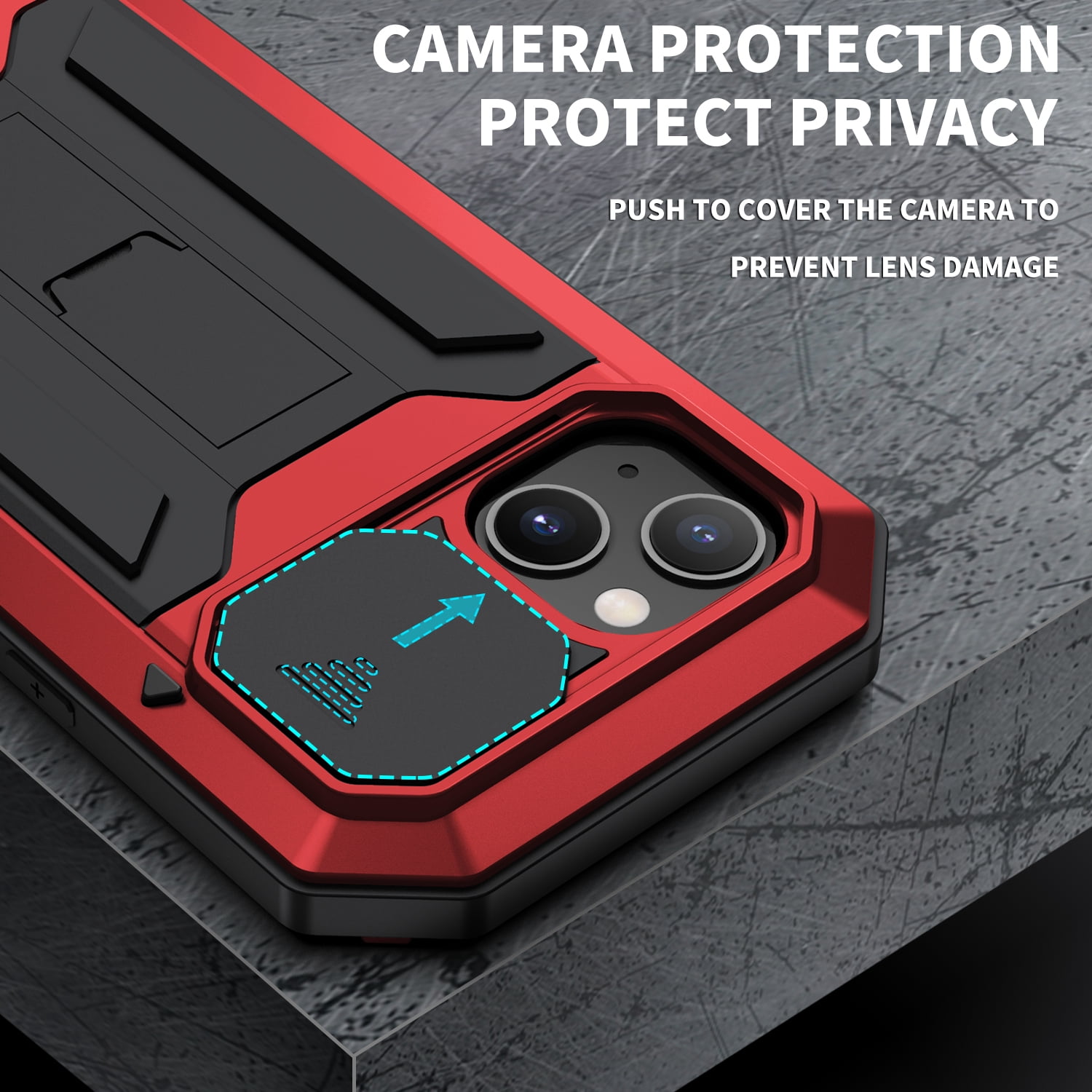 Compatible with iPhone 13 Case with Built-in Glass Screen Protector, Allytech Full Body Shockproof Life Waterproof Kickstand Slide Camera Lens Protective Case for iPhone 13 5G 6.1" 2021, Red