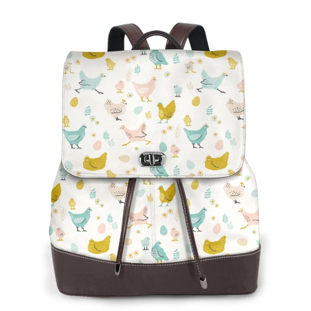 Easygdp Chicken Mochila de Cuero para Mujeres, Bolso de Hombro, Bolsos de Mano de Moda para Trabajo y Viajes