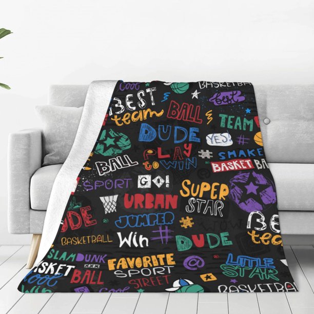 Balery Basketball Manta de Felpa Suave y Acogedora – Cobija de Franela Aterciopelada para Cama, Lavable y Cálida para Sofá, Mascotas, Transpirable-50"x40"