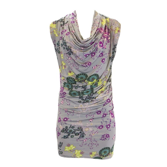 ANALILI Women's Floral Print Cowl Neck  Dress 933M15 Sz X-Small Grey