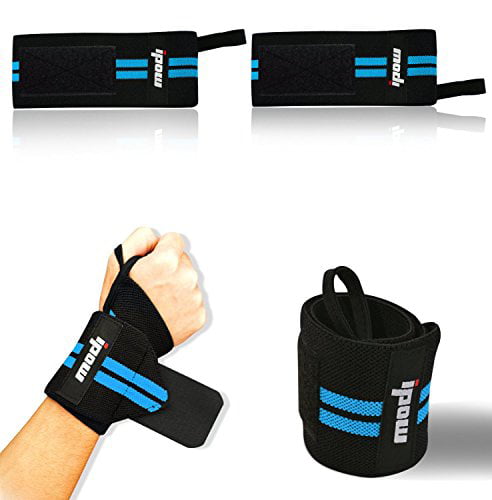 Bodybuilding for Powerlifting Weight Lifting Wrist Straps Support Braces Wraps Belt Protector With Thumb Loops Strength Training Pair One Size fits all Men& Women 