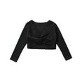 thumbnail image 3 of Alvivi Girls Knot Ruched Dance Wrap Crop Tops Ballet Wrap Shrug Sweater Gymnastics Cardigan Black 9-10, 3 of 5