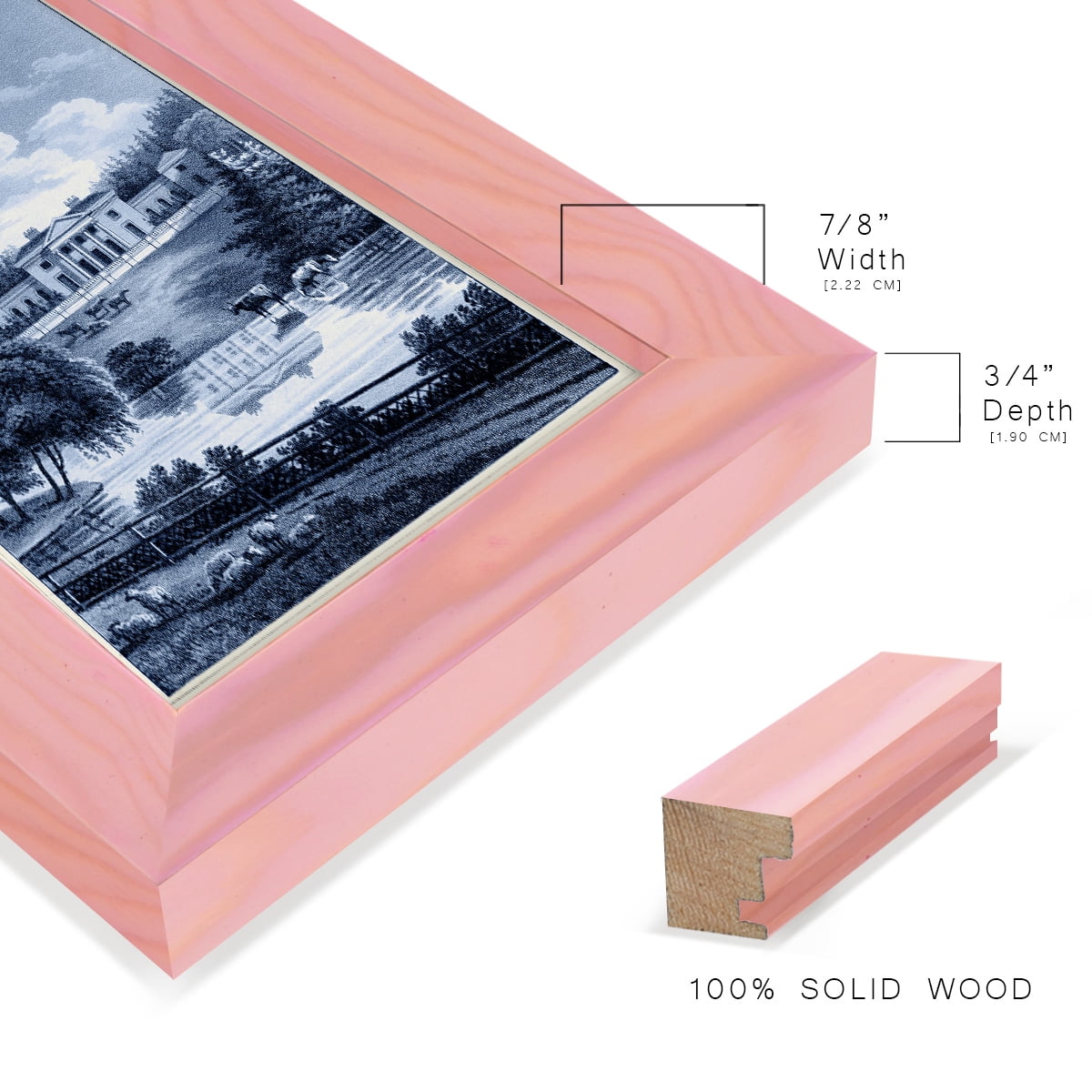Estate View I -Framed Print w/glass-Sunset Pink
