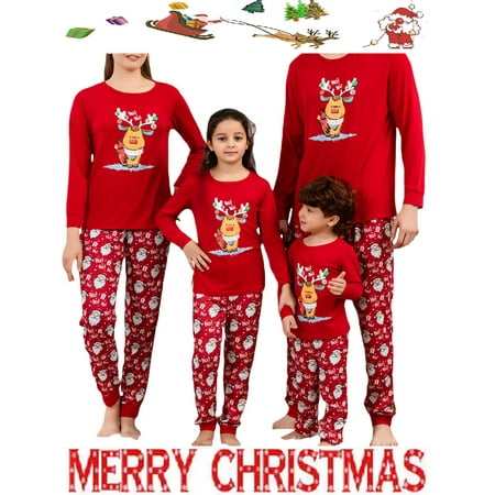 

Jamlynbo Christmas Pajamas for Family Deer Plaid Family Christmas PJS Matching Set Holiday Sleepwear for Adult Kids Baby