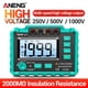 thumbnail image 2 of Medidores de megóhmetro digital 250/500/1000V Reconocimiento inteligente Retención de datos Detector de luz trasera Medidores de resistencia de tierra Verde Macarena Metros de megóhmetro, 2 of 8