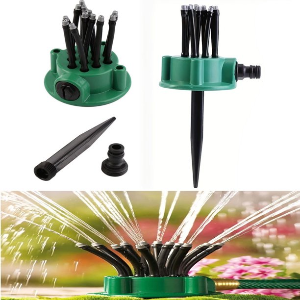 Rociador automático giratorio de 360 grados para aspersores de jardín con cabeza y parterre de jardín, con boquillas ajustables y pico de tierra