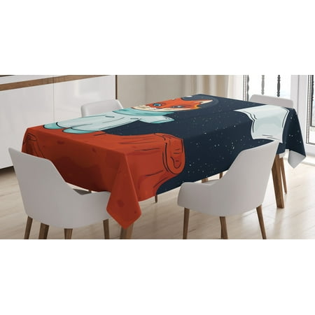 

Ambesonne Explore Tablecloth Rectangular Table Cover Fox Cosmonaut Space 52 x70 Multicolor