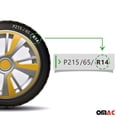thumbnail image 6 of OMAC - Gray with Yellow Hub Caps 14 Inch Set of 4, Tapas para Rines 14, Premium Wheel Covers 14 Inch, R14 Rim Cover Set, Snap On Durable Car Replacement Exterior Accessories, 6 of 6