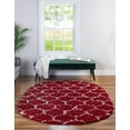 thumbnail image 4 of Unique Loom Trellis Shag Collection Area Rug - Ruby (4' x 6' Oval Burgundy Red/Ivory), 4 of 11