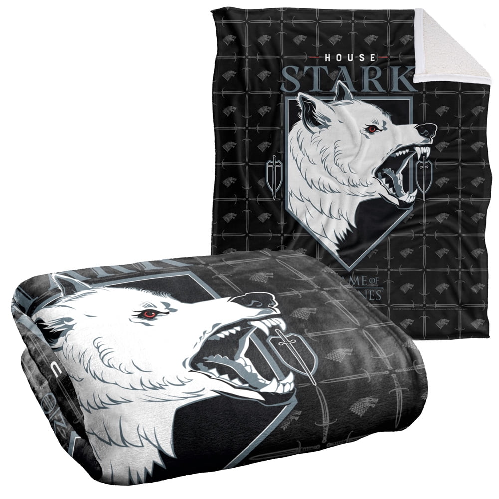 Game of Thrones Blanket, 50"x60", House Stark Silky Touch Sherpa Back