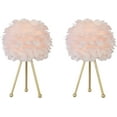 thumbnail image 5 of Maxax Pink Feather Table Lamps Set of 2, 19" Modern Feather Bedside Lamp, Gold Tripod End Table Lamps for Living Room, Bedroom, Dining Room, 5 of 6
