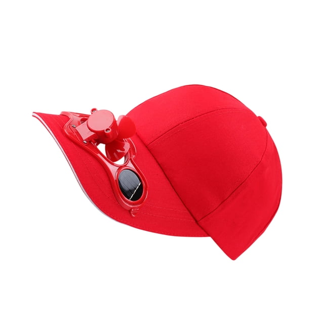 QualitChoice Fiber Solar Powered Fan Hat Durable Versatile Portable Convenient For All Activities Solar Fan Cap red
